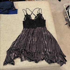 Free People Black and Gray High Low Dress